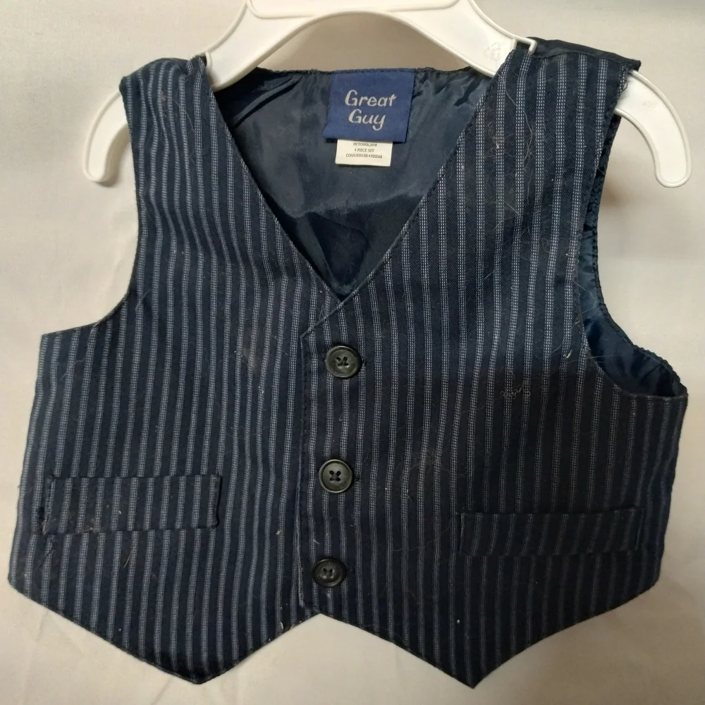 Boys' Navy Pinstripe Vest - Blue
